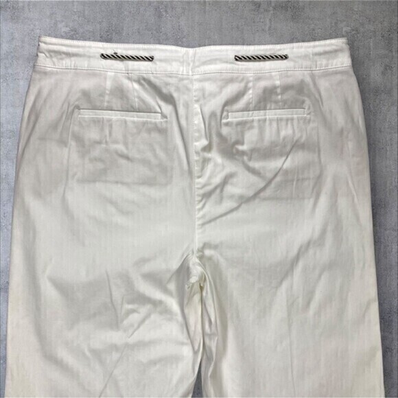 Talbots Cropped Pants Womens Size 16 White Stretch Wide Leg Belted Pocket Capris - Picture 7 of 12